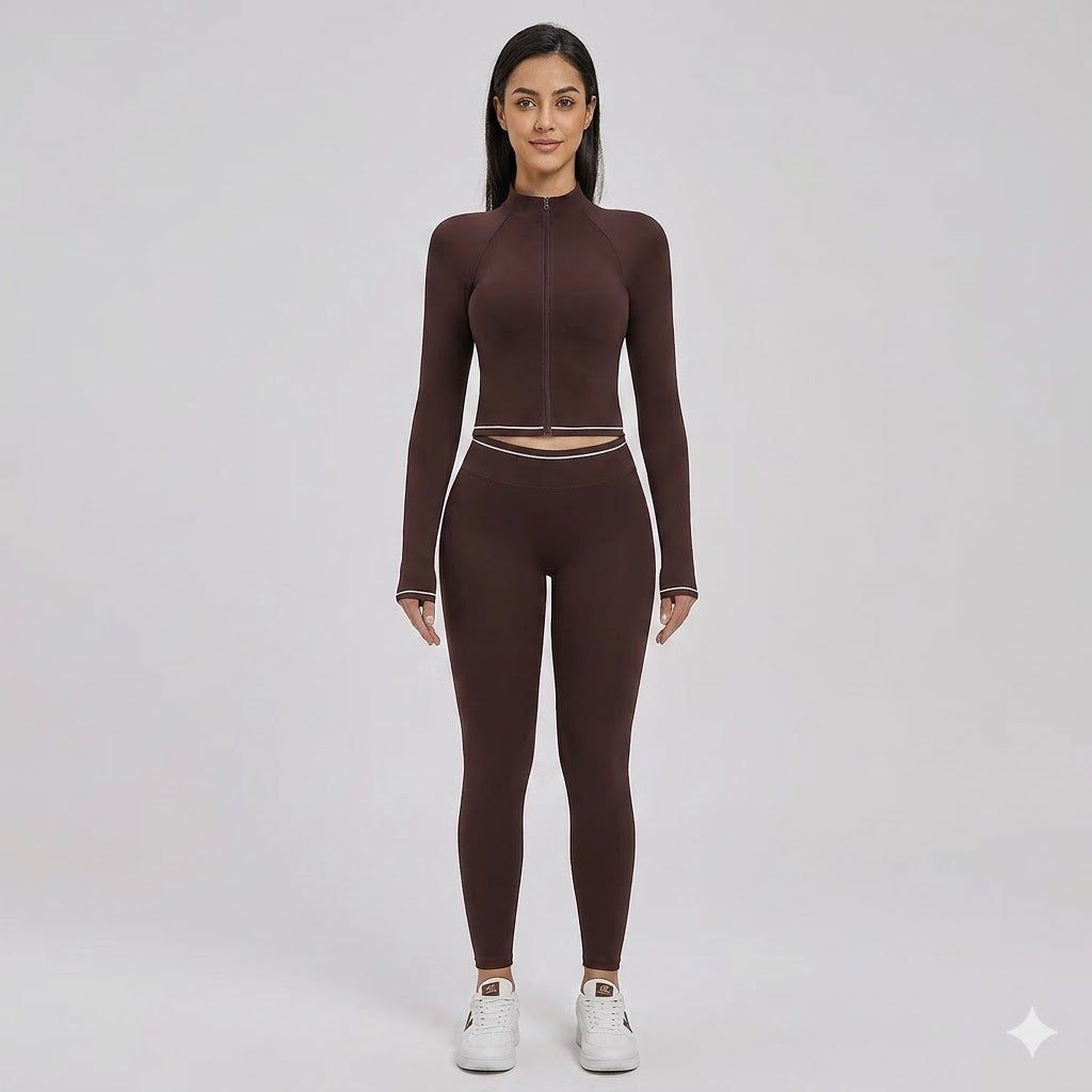 Conjunto Fitness c/ Casaco de Manga Comprida e Calções