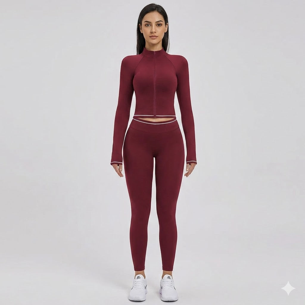 Conjunto Fitness c/ Casaco de Manga Comprida e Calções