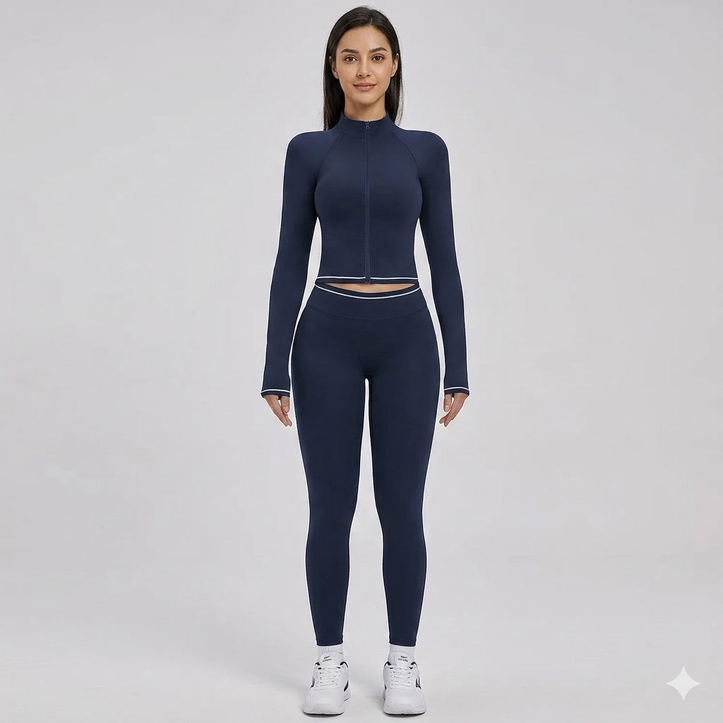 Conjunto Fitness c/ Casaco de Manga Comprida e Calções