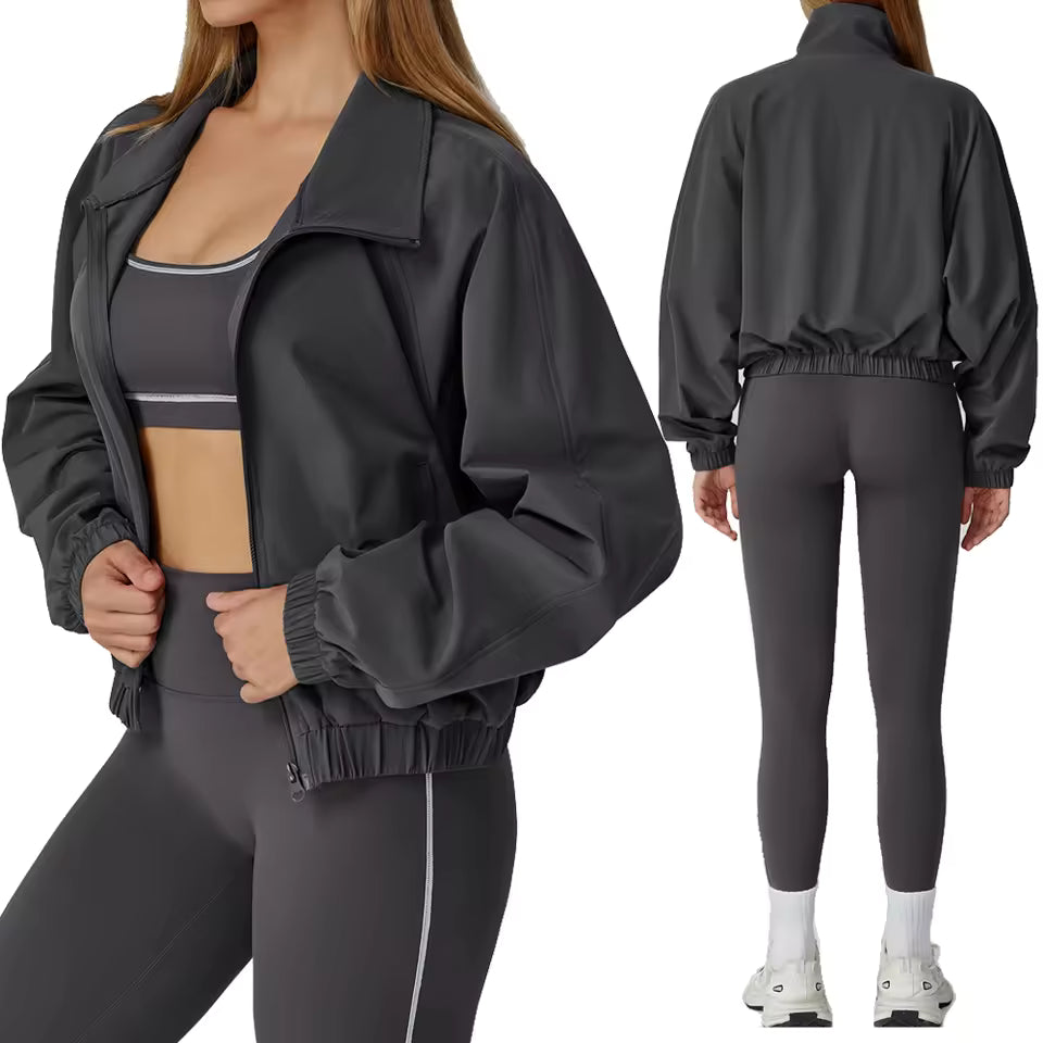 Cropped Jackets Long Sleeve Workout